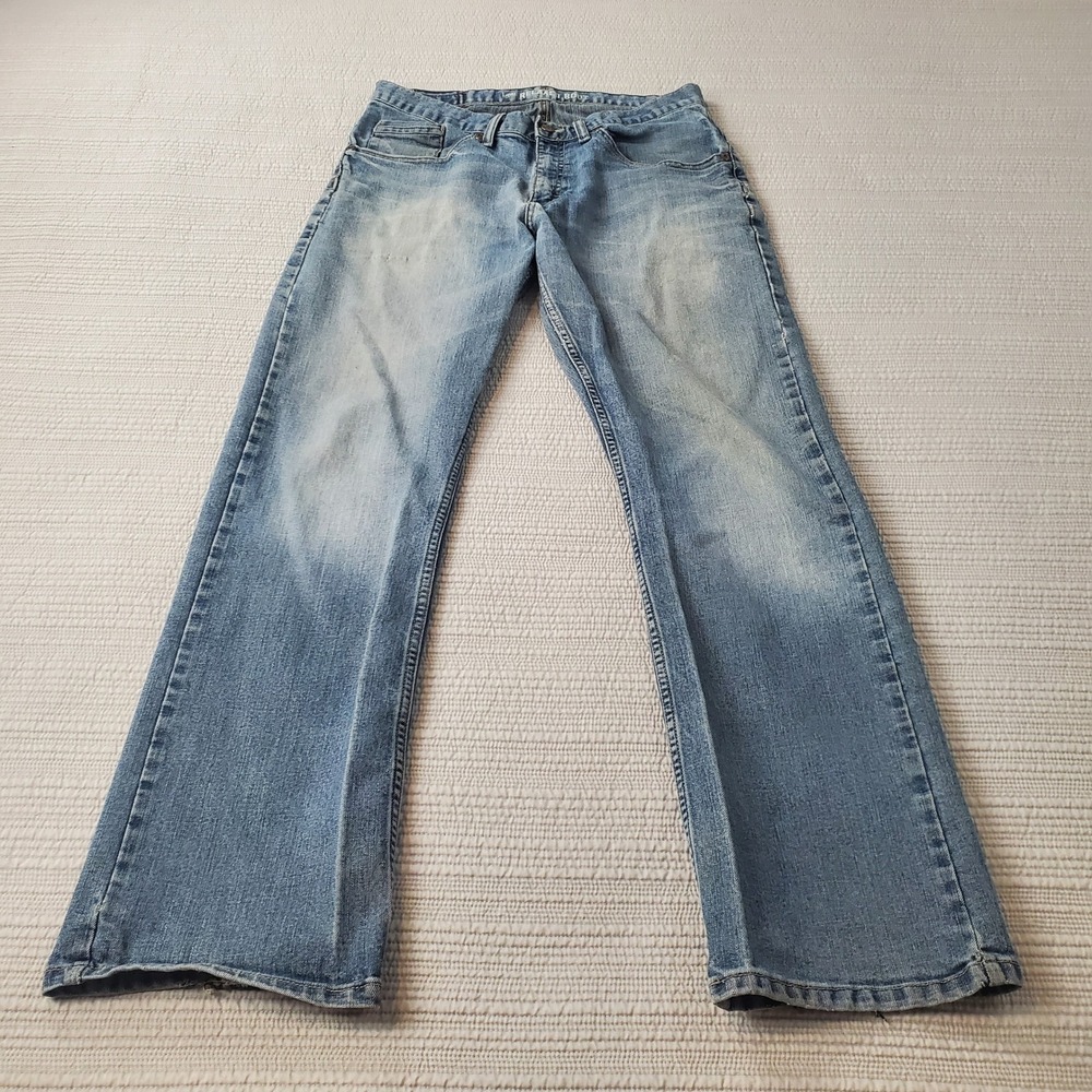 Lee Relaxed Boot Jeans Mens 32x32 Light Wash Blue Denim Distressed 2051834